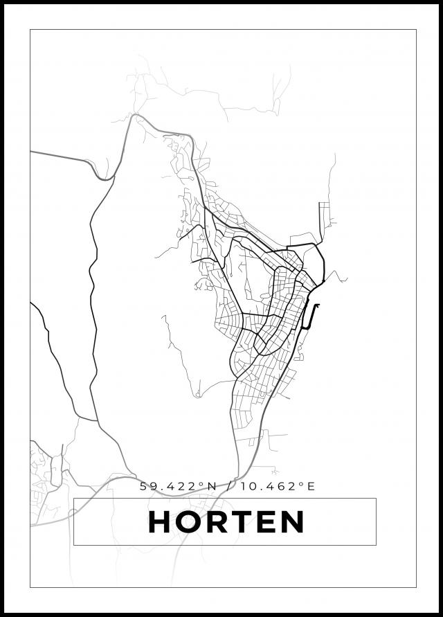 Karta - Horten - Vit Poster