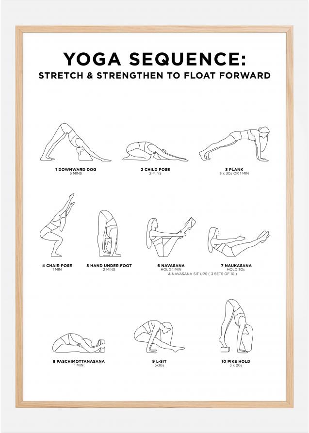 Yoga Sequence - Stretch & Strengthen To Float Forward - White Poster