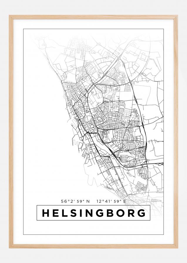 Karta - Helsingborg - Vit Poster
