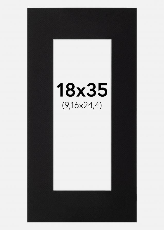 Passepartout Svart Standard (Vit kärna) 18x35 cm (9,16x24,4)