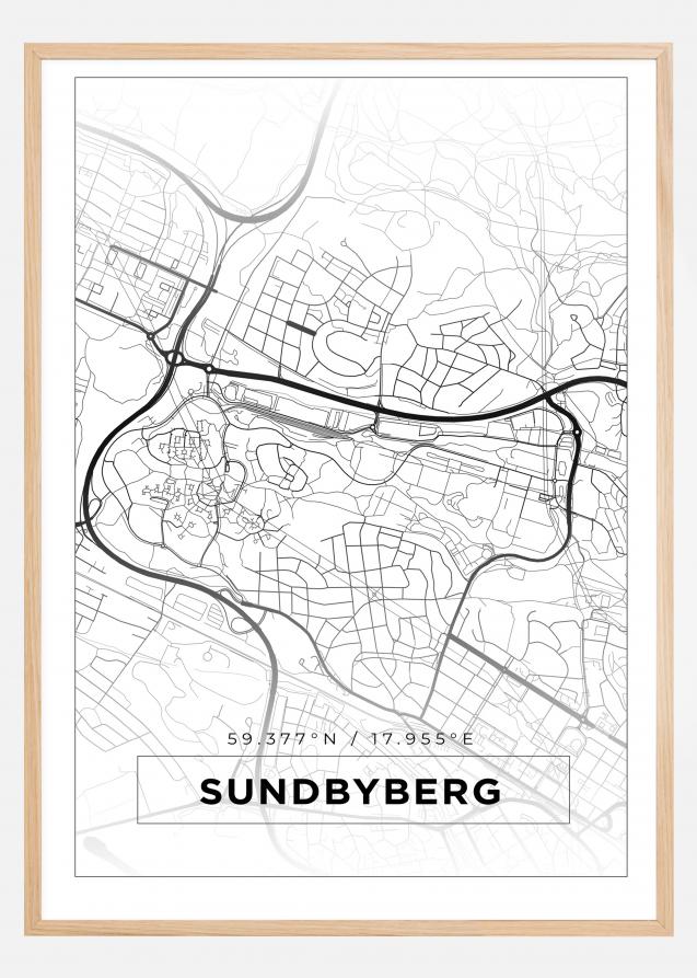 Karta - Sundbyberg - Vit Poster