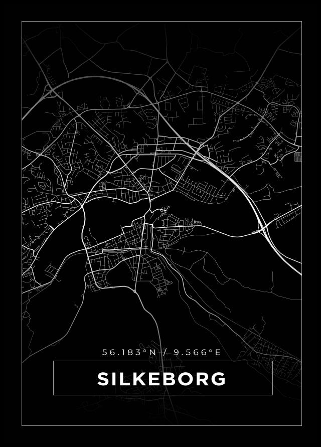 Karta - Silkeborg - Svart Poster