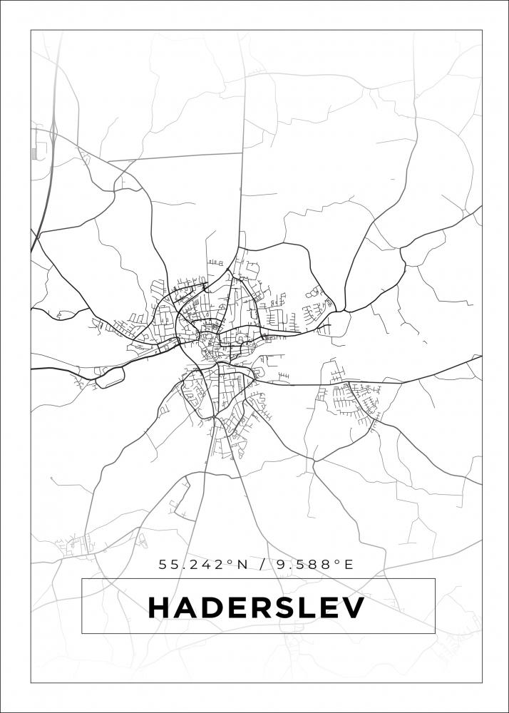 Karta - Haderslev - Vit Poster