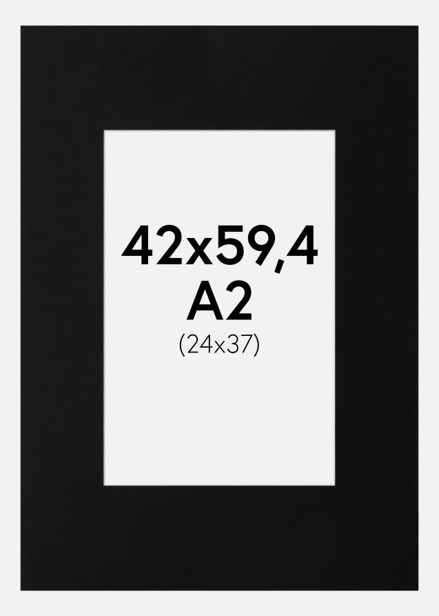 Passepartout Svart Standard (Vit kärna) A2 42x59,4 cm (24x37)