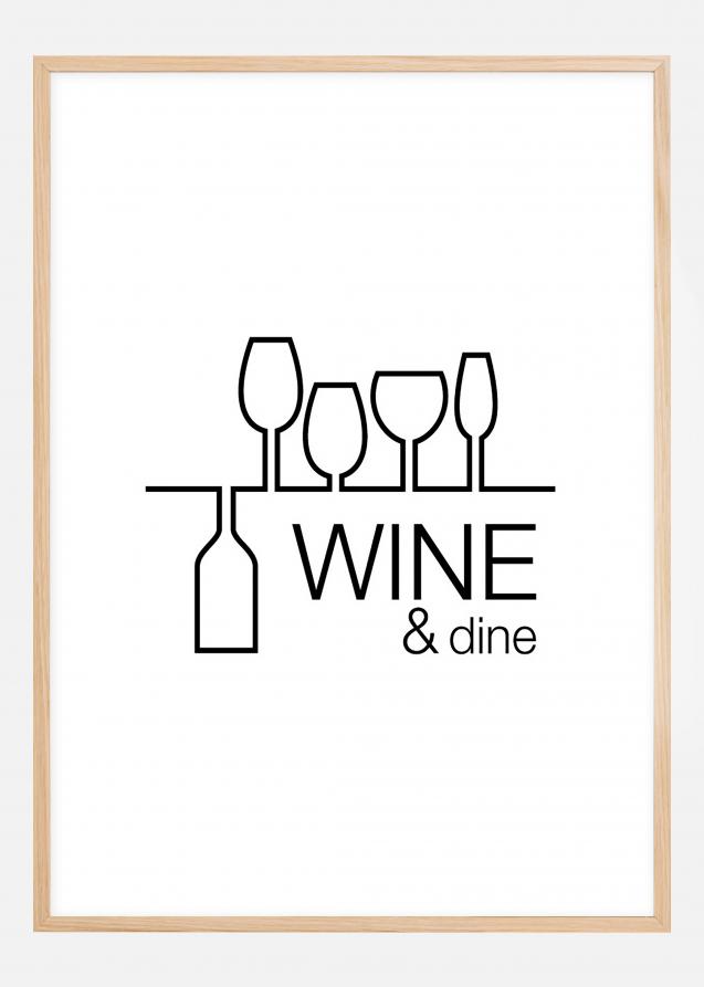 Wine & dine - Vit med svart tryck Poster