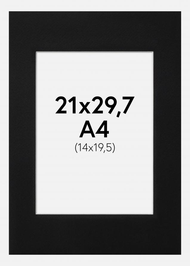Passepartout Svart Standard (Vit kärna) 21x29,7 cm (14x19,5)