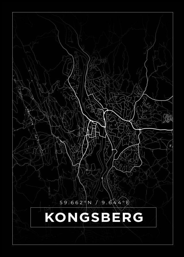 Karta - Kongsberg - Svart Poster