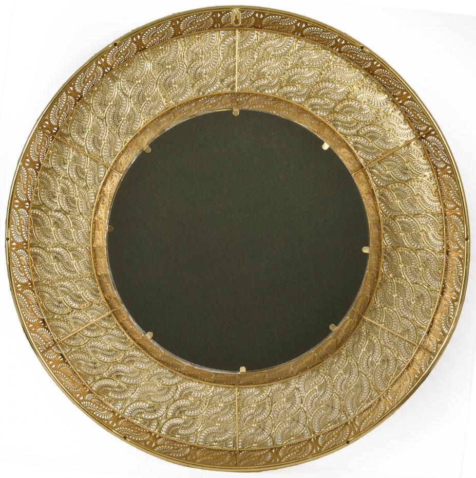 Spegel Marrakesh Round Metal Sand Guld 80 cm 