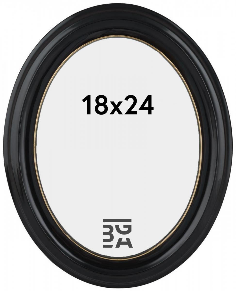 Oval svart tavelram för 18x24 cm bild