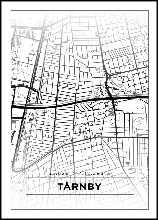 Karta - Tårnby - Vit Poster
