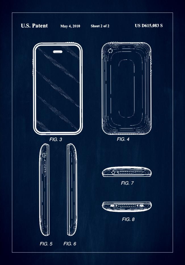 Patent Print - iPhone II - Blue Poster