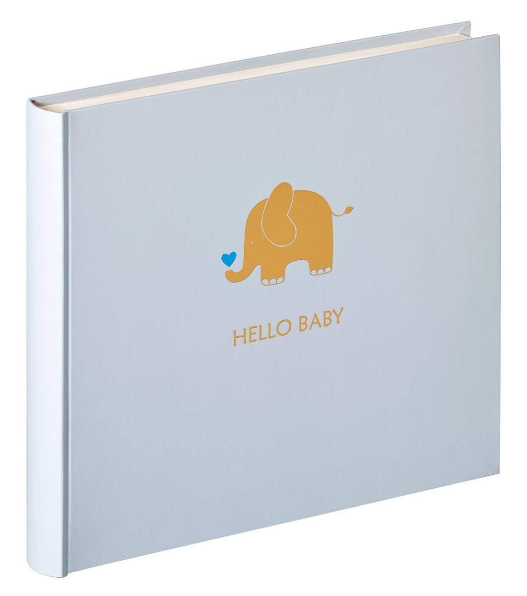 Hello Babyalbum Blå - 25x28 cm (50 Vita sidor / 25 blad)