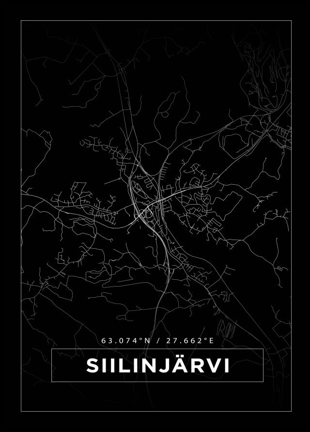 Karta - Siilinjärvi - Svart Poster