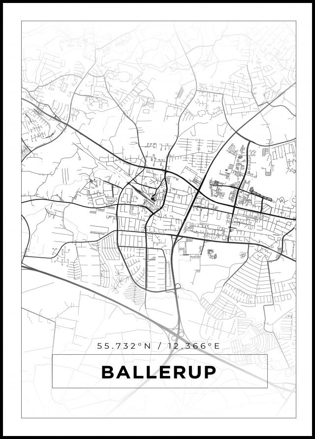 Karta - Ballerup - Vit Poster