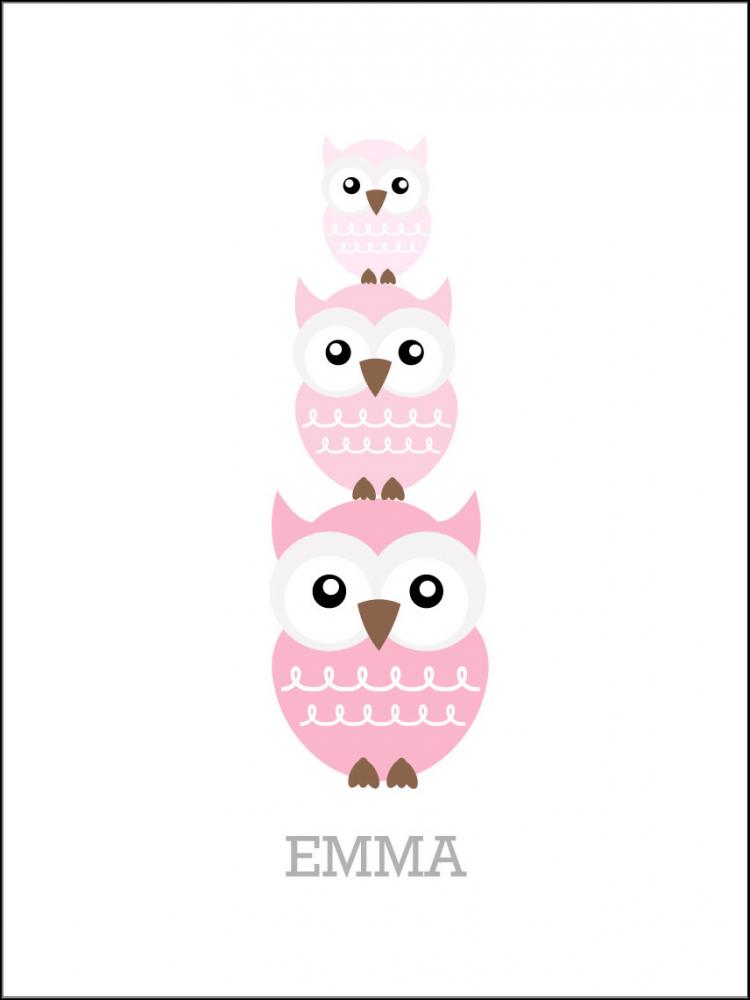Owls Birth Poster Pink