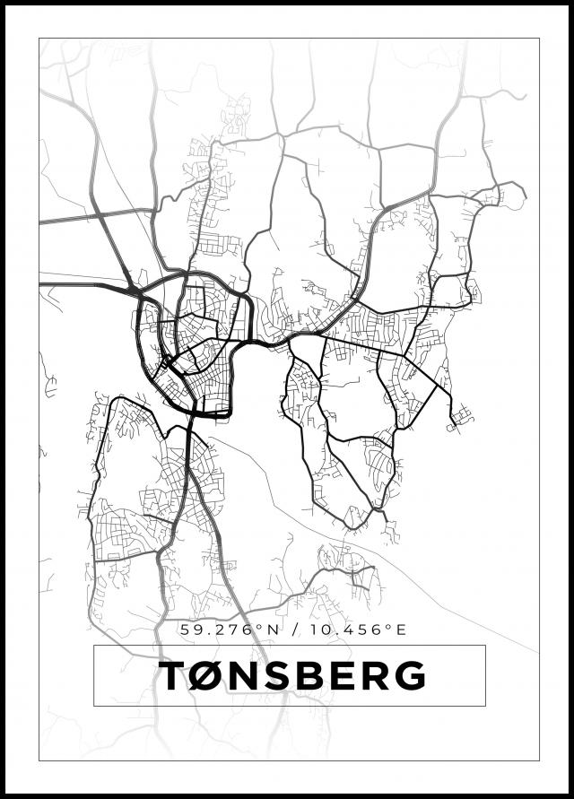 Karta - Tønsberg - Vit Poster