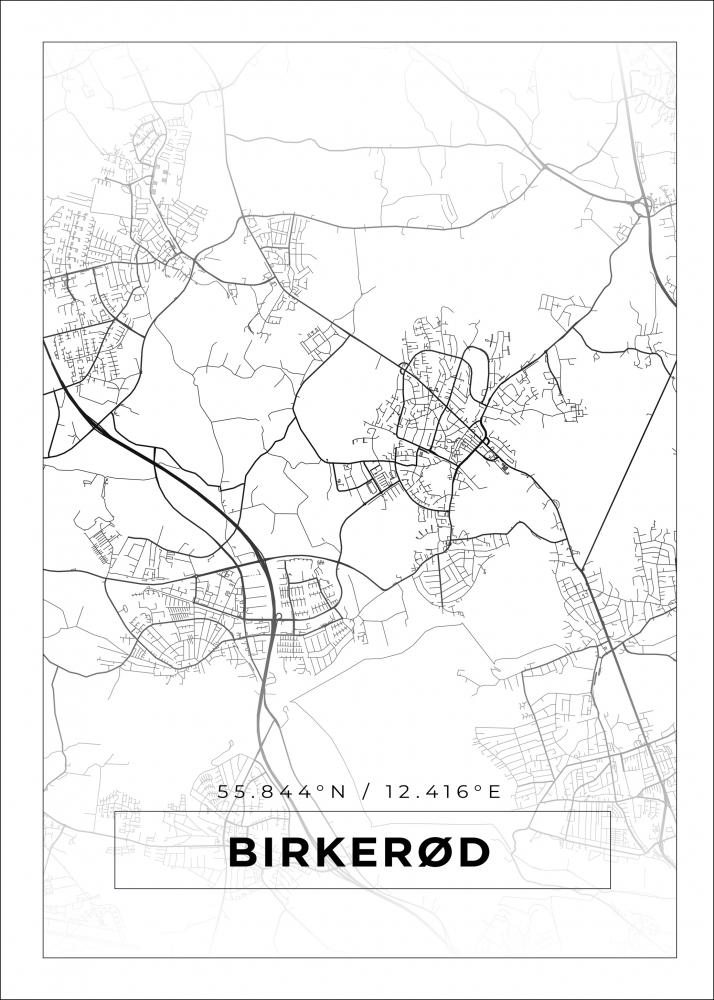 Karta - Birkerd - Vit Poster
