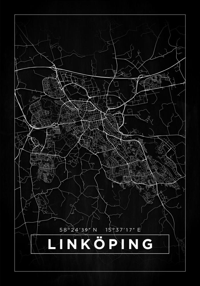 Karta - Linkping - Svart Poster