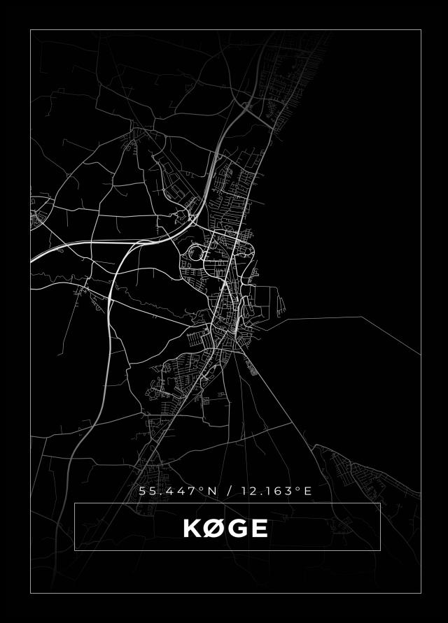 Karta - Køge - Svart Poster