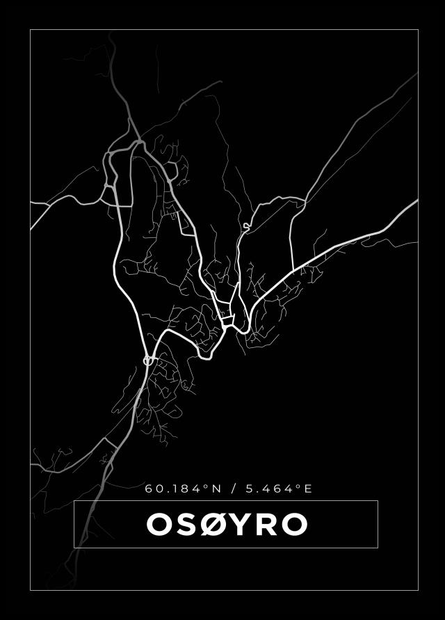 Karta - Osøyro - Svart Poster