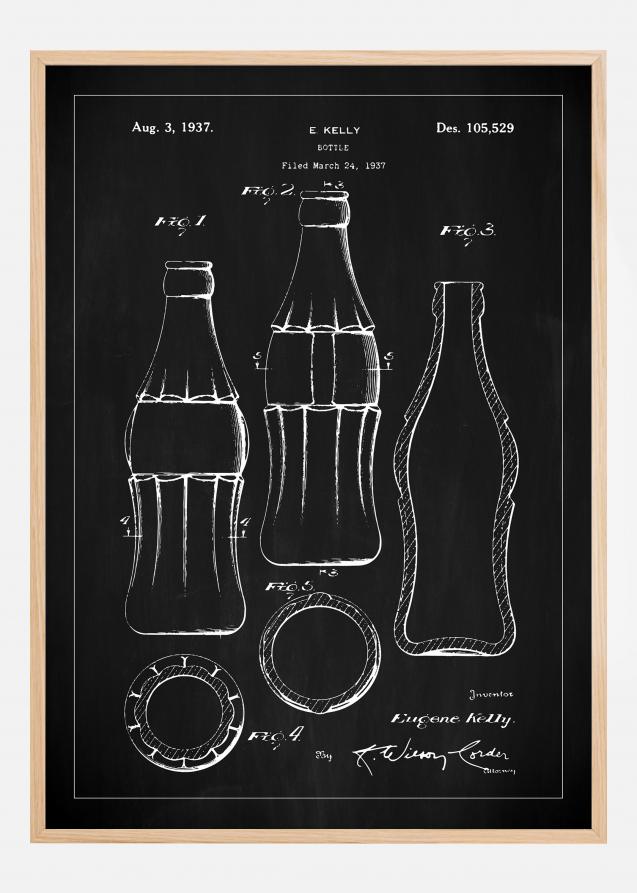 Patentritning - Coca Cola-flaska - Svart Poster