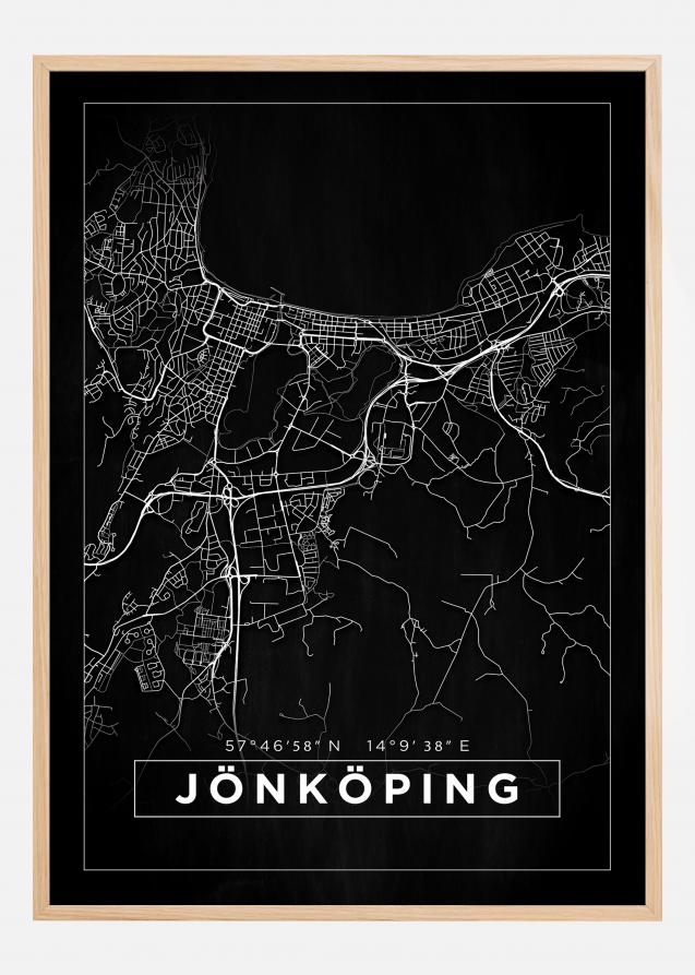 Karta - Jönköping - Svart Poster