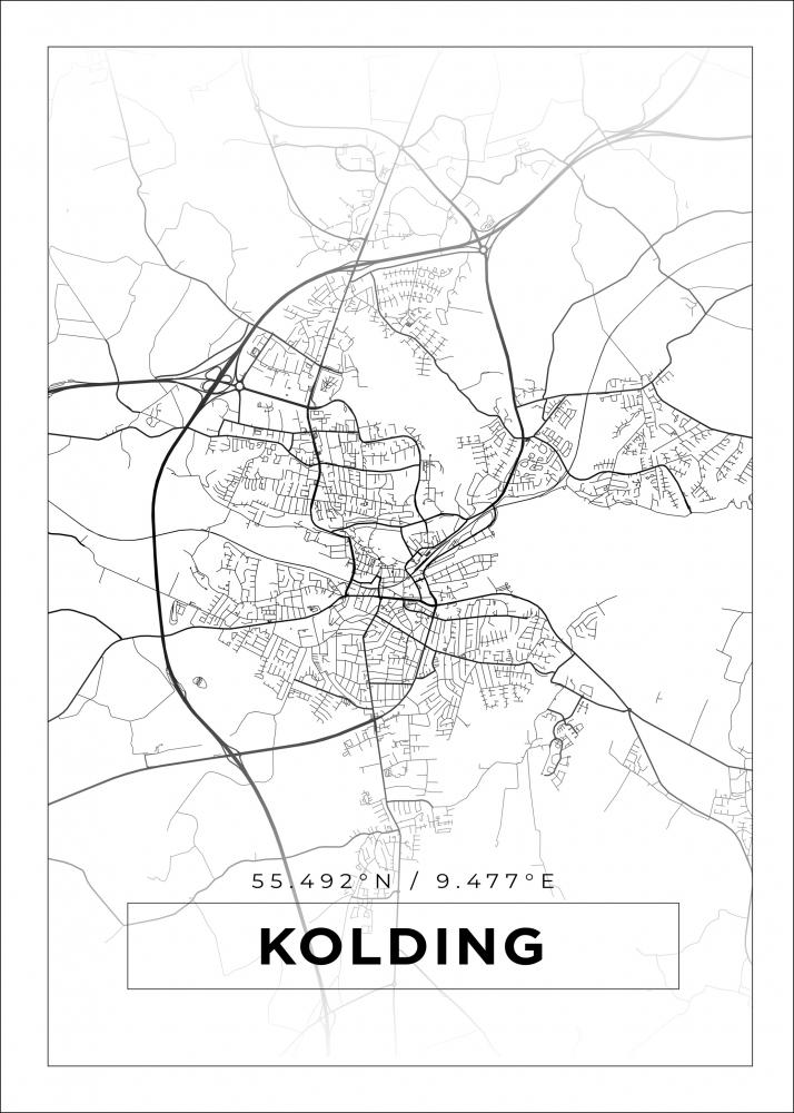 Karta - Kolding - Vit Poster