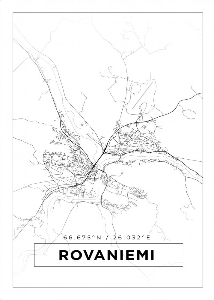 Karta - Rovaniemi - Vit Poster