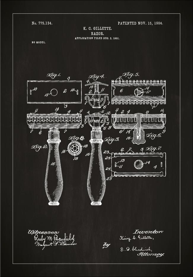 Patentritning - Rakhyvel - Svart Poster
