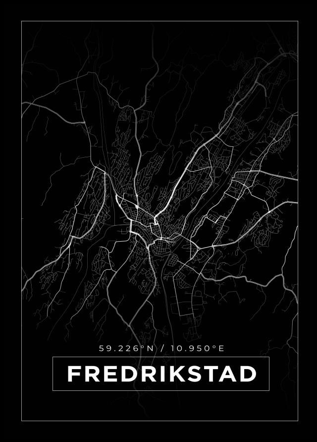 Karta - Fredrikstad - Svart Poster