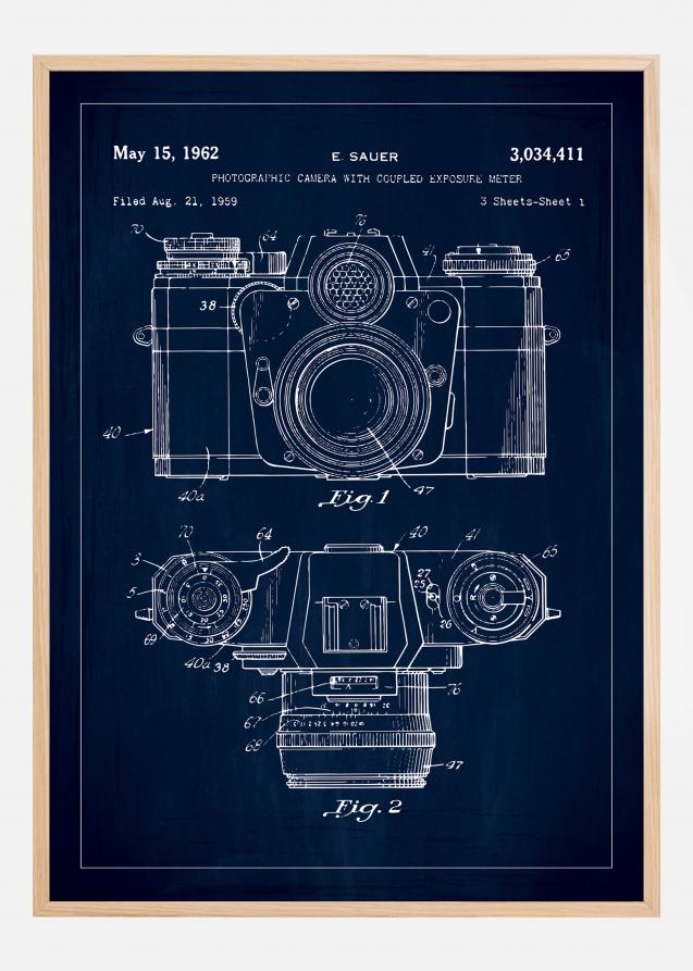 Patentritning - Kamera I - Blå Poster