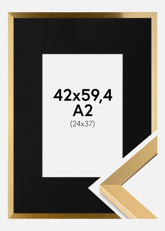 Ram Selection Guld 42x59,4 cm (A2) - Passepartout Svart 25x38 cm