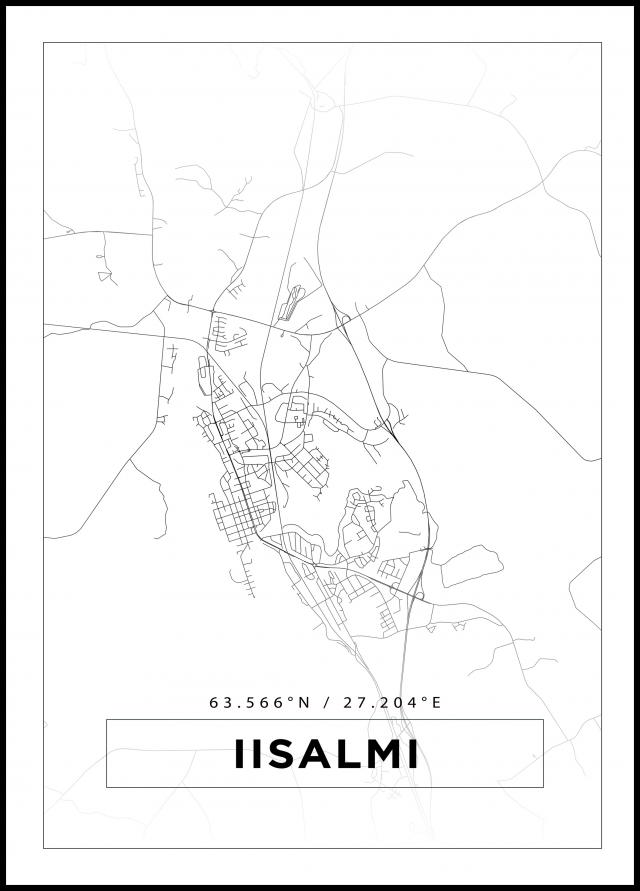 Karta - Iisalmi - Vit Poster