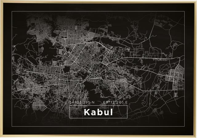 Karta - Kabul - Svart Poster