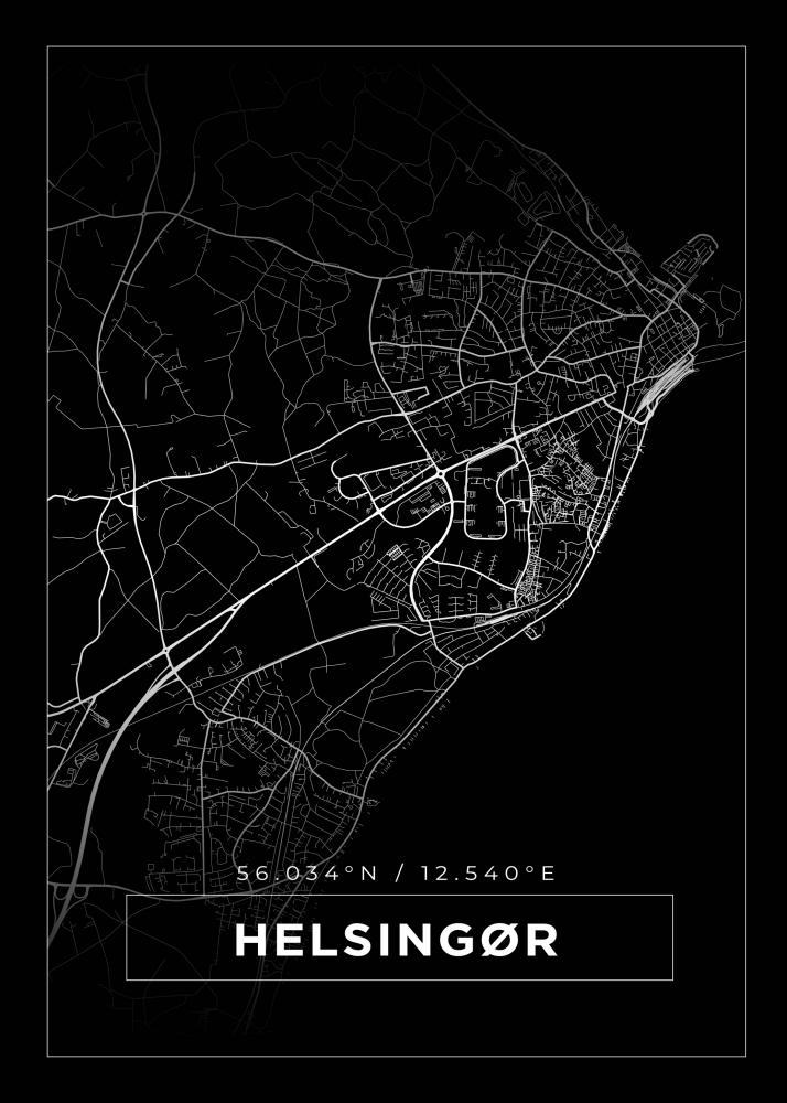 Karta - Helsingr - Svart Poster