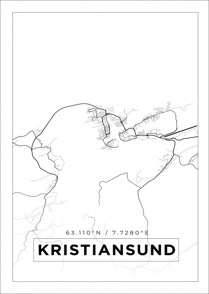 Karta - Kristiansund - Vit Poster