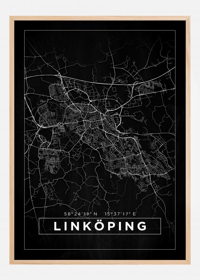 Karta - Linköping - Svart Poster