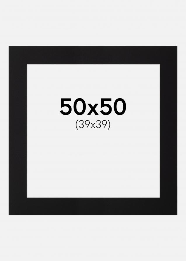 Passepartout Svart Standard (Vit kärna) 50x50 cm (39x39)
