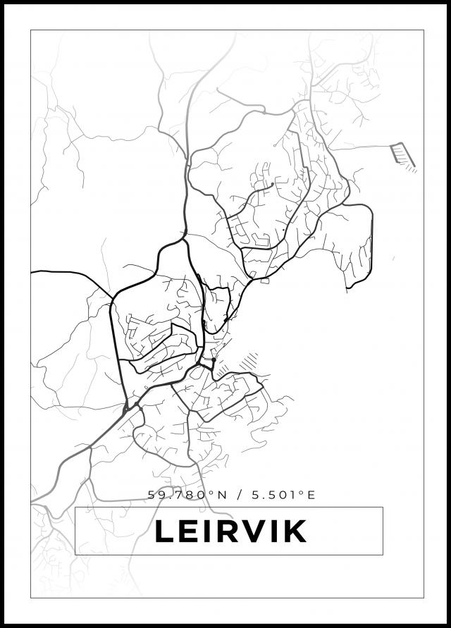 Karta - Leirvik - Vit Poster