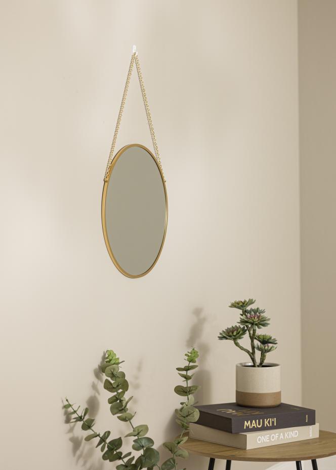 Rund Spegel Modern Guld 40 cm 