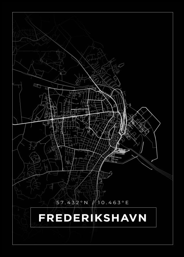 Karta - Frederikshavn - Svart Poster