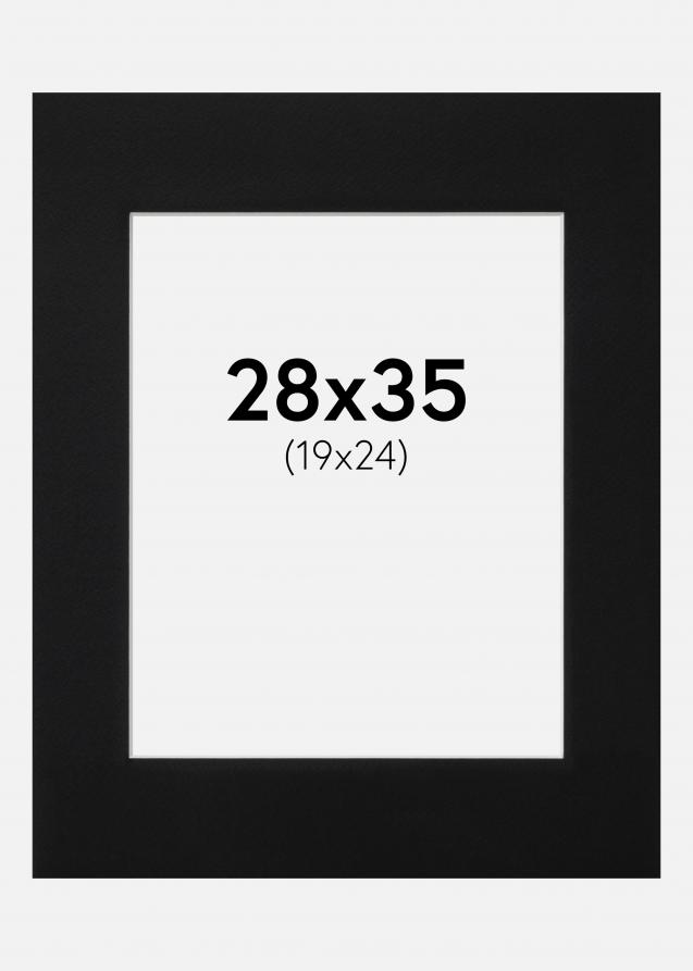 Passepartout Svart Standard (Vit kärna) 28x35 cm (19x24)