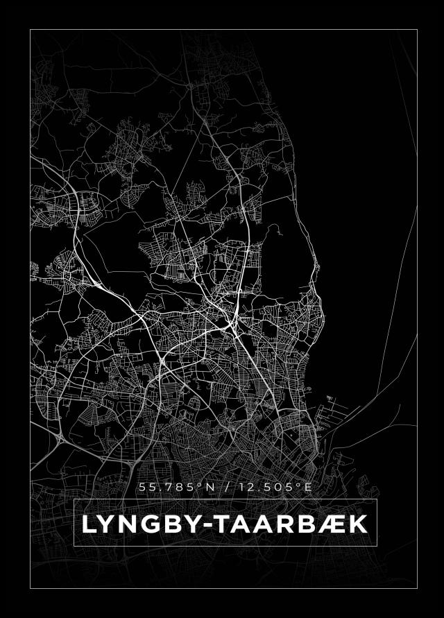 Karta - Lyngby-Taarbæk - Svart Poster