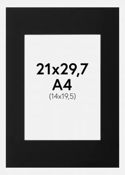 Passepartout Svart (Svart kärna) A4 21x29,7 cm (14x19,5)