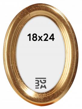 Oval guldram 18x24 cm tillverkad i Italien