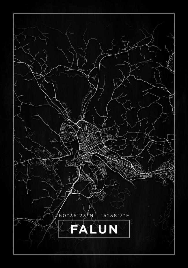 Karta - Falun - Svart Poster