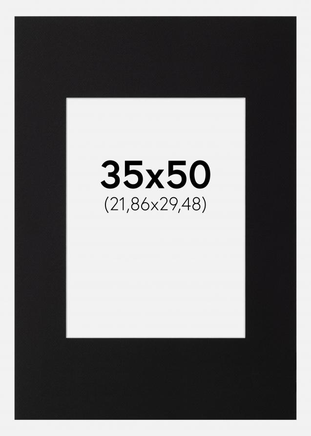 Passepartout Svart Standard (Vit kärna) 35x50 cm (21,86x29,48)
