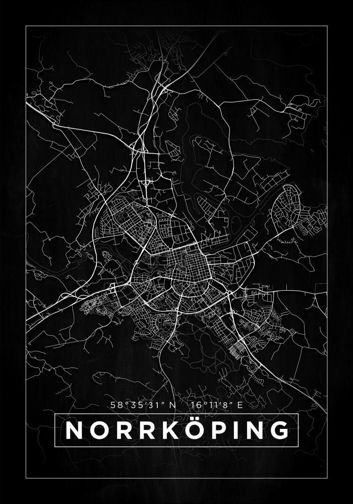 Karta - Norrkping - Svart Poster