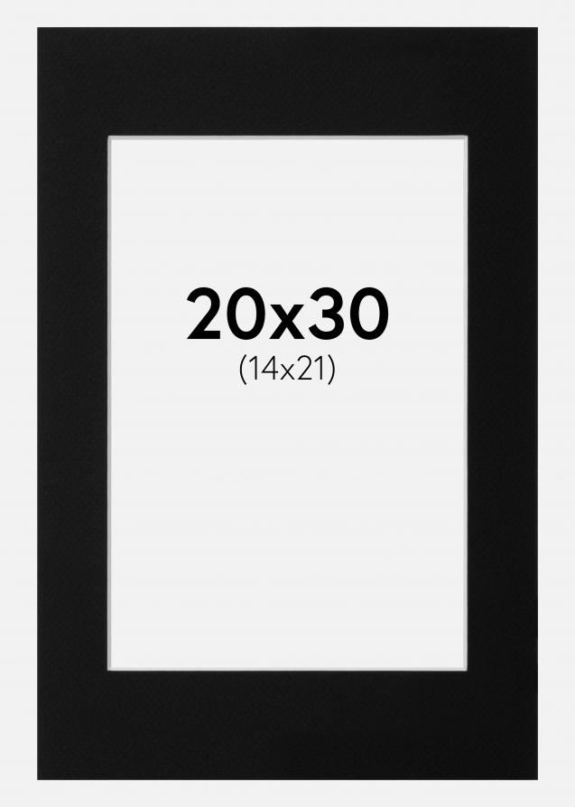 Passepartout Svart Standard (Vit kärna) 20x30 (14x21)