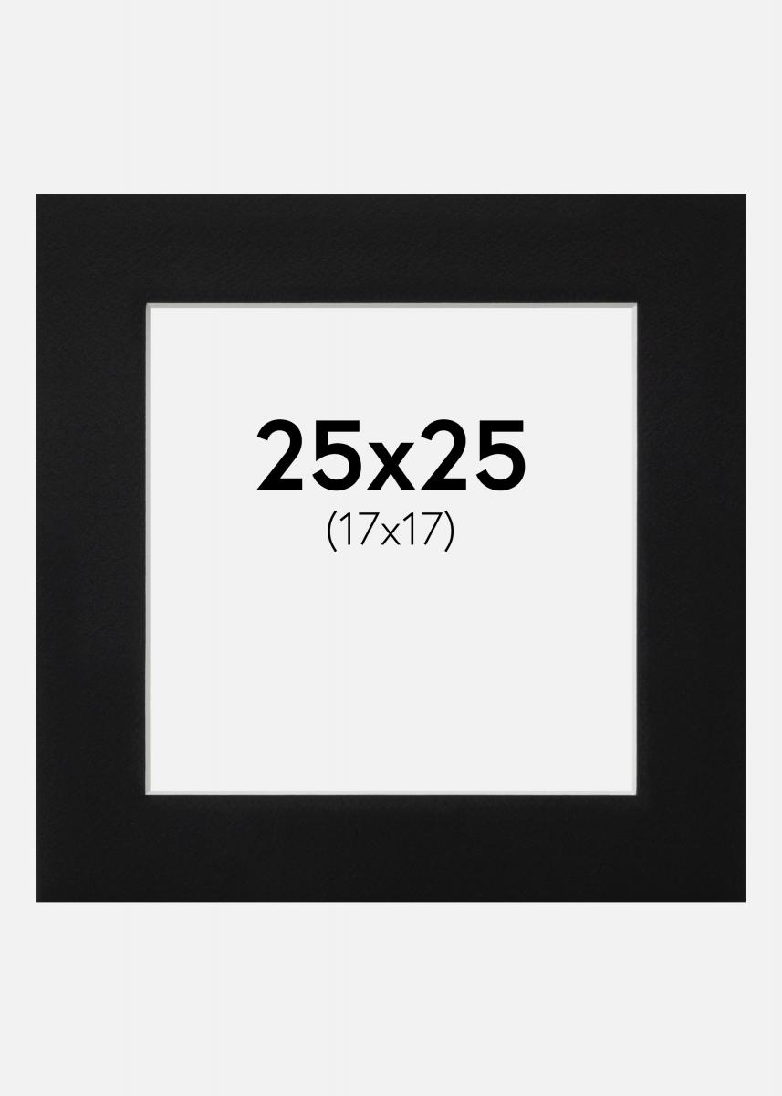 Passepartout Svart Standard (Vit kärna) 25x25 cm (17x17)